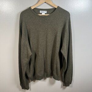 Saks Fifth Avenue Cashmere Sweater Size XXL Green Crewneck Pullover